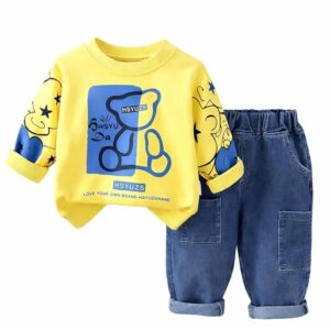 Unisex Kids Cotton T-shirt and Denim Pant Set Comfort Fit all Season for Boys and Girls 1 to 8 years
